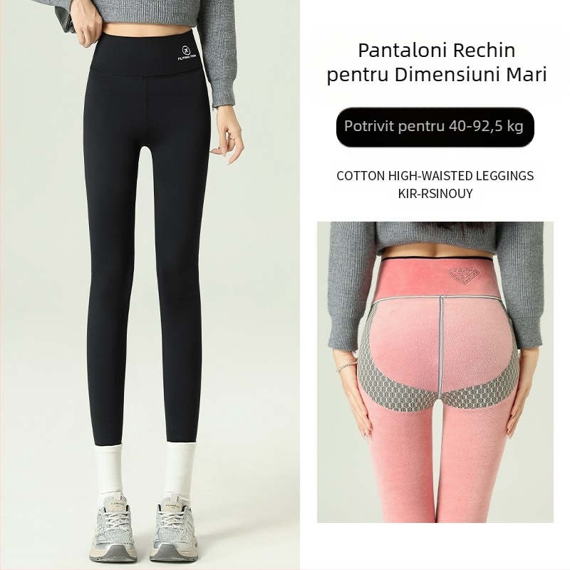 Pantaloni de yoga cu căptușeală din fleece pentru femei, pantaloni de yoga cu ridicare a burții, talie înaltă, respirabili, mărime plus, pantaloni strâmți pentru îmbrăcăminte exterioară