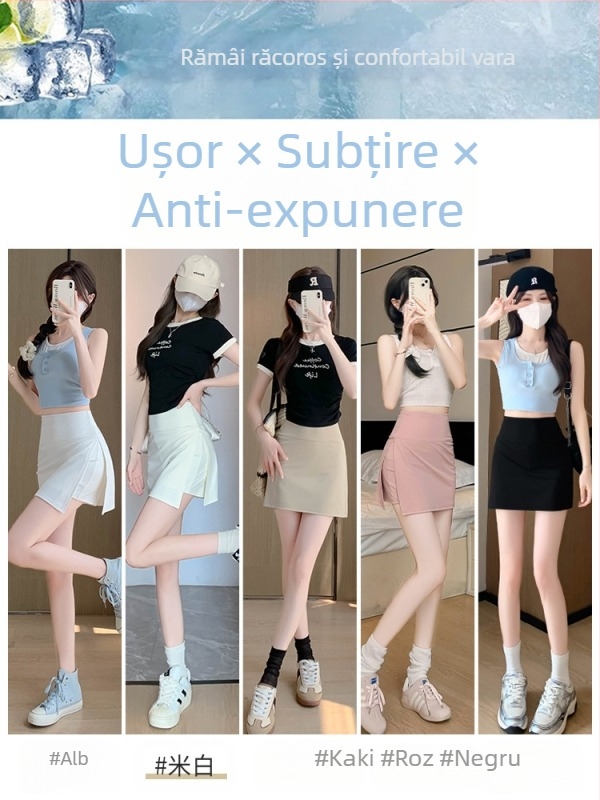 Fustă sport H108 cu despicare laterală pentru femei, vară nouă, anti-alergare, ușoară, subțire, cu șold, fustă de yoga în linie A