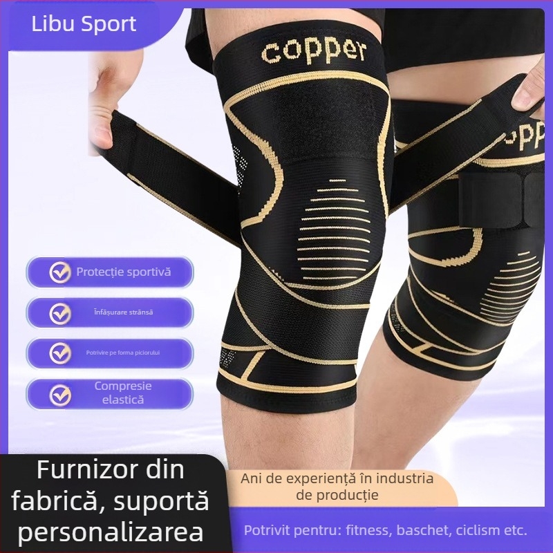 Genunchiere sport cu ioni de cupru, genunchiere, echitatie, alpinism, baschet, respirabil, genunchiere, inel de compresie, curea, genunchiere, husă protectoră