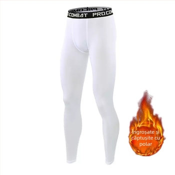 Colanți căptușiți cu fleece pentru bărbați, baschet, fotbal, alergare, antrenament sportiv, pantaloni de bază, pantaloni de fitness, calzi și confortabili pentru iarnă