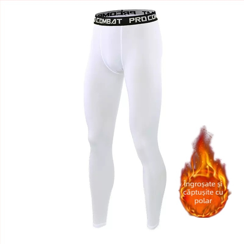 Colanți căptușiți cu fleece pentru bărbați, baschet, fotbal, alergare, antrenament sportiv, pantaloni de bază, pantaloni de fitness, calzi și confortabili pentru iarnă