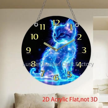 1 pandantiv decorativ acrilic 2D, luminos, albastru, cu formă de zibetă, potrivit pentru decorarea camerei de zi.