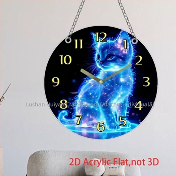 1 pandantiv decorativ acrilic 2D, luminos, albastru, cu formă de zibetă, potrivit pentru decorarea camerei de zi.