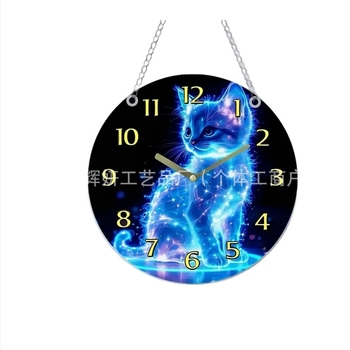 1 pandantiv decorativ acrilic 2D, luminos, albastru, cu formă de zibetă, potrivit pentru decorarea camerei de zi.