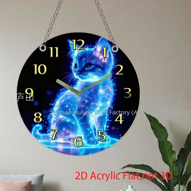 1 pandantiv decorativ acrilic 2D, luminos, albastru, cu formă de zibetă, potrivit pentru decorarea camerei de zi.