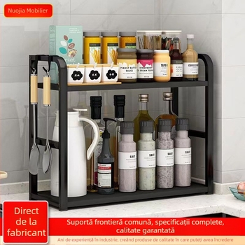 Raft de depozitare pentru bucătărie, raft pentru condimente, suport pentru masă, multifuncțional, multistrat, depozitare pentru masă, fără perforații, raft de depozitare pentru ulei, sare, sos și oțet