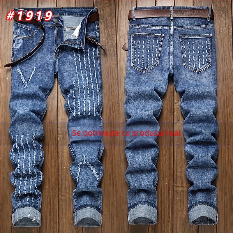 Furnizare transfrontalieră de blugi elastici de culoare deschisă pentru bărbați din 2025, export european și american, pantaloni bărbătești drepți, nostalgici, albi, de la Amazon
