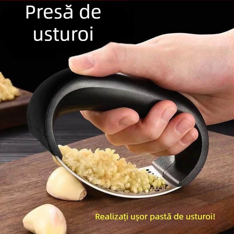 Presă manuală de usturoi cu inel, o generație de oțel inoxidabil gros 304, bucătărie de uz casnic, bătut usturoi, măcinat usturoi