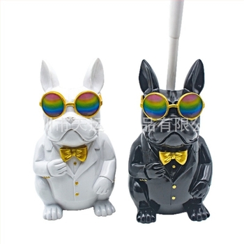 Suport pentru perie de toaletă transfrontalieră, nou, buldog francez, ornamente creative pentru baie, stil nordic, rășină, animale, decorare interioară