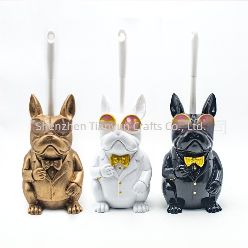 Suport pentru perie de toaletă transfrontalieră, nou, buldog francez, ornamente creative pentru baie, stil nordic, rășină, animale, decorare interioară