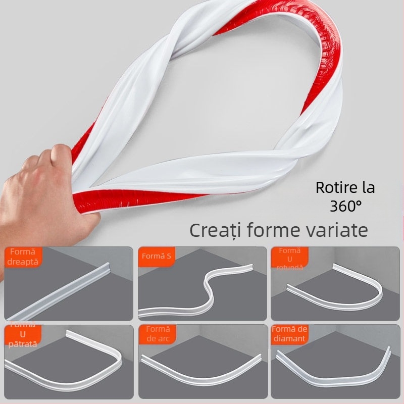 Barieră de apă pentru baie, toaletă, duș, flexibil, uscat și umed, separare barieră de apă, bandă impermeabilă autoadezivă, barieră de apă