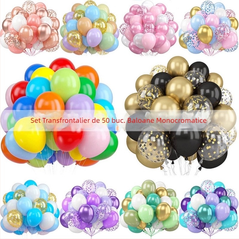 Balon latex cu lanț multicolor Cross Border, 50 buc, decorațiuni scenă, balon, petrecere de ziua de naștere, set de nuntă