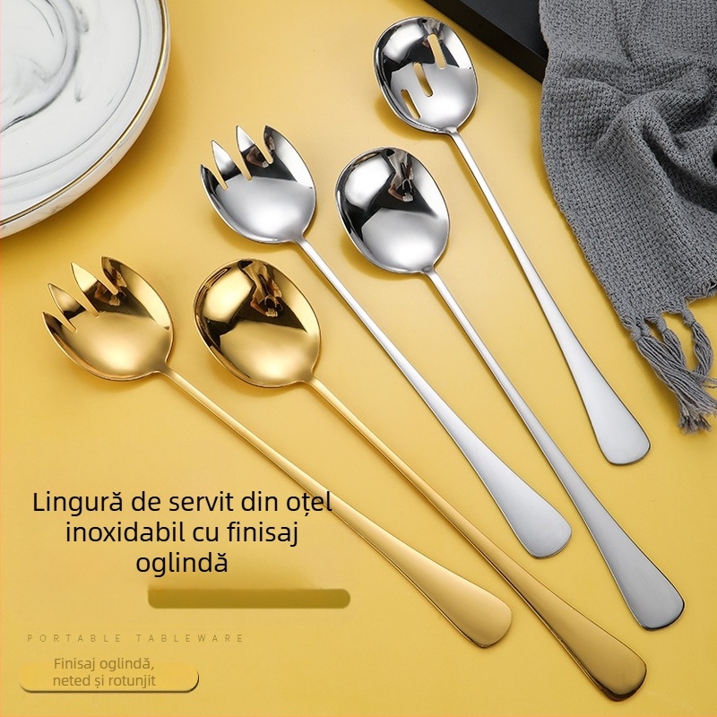 Lingură de bucătărie din oțel inoxidabil, bufet, lingură publică, lingură mai lungă, lingură de uz casnic, Hotel, lingură publică, lingură de salată, furculiță de salată