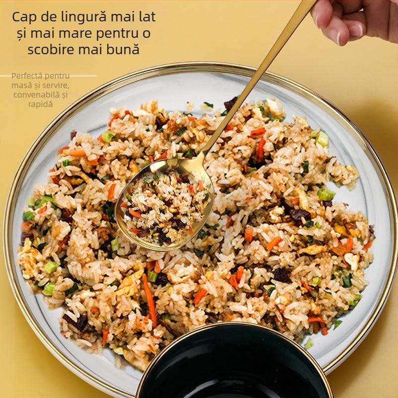 Lingură de bucătărie din oțel inoxidabil, bufet, lingură publică, lingură mai lungă, lingură de uz casnic, Hotel, lingură publică, lingură de salată, furculiță de salată