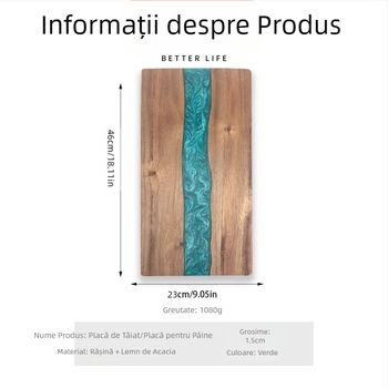 Tocător din rășină cu cap real Amazon, tocator din lemn de salcâm pentru uz casnic, tocator de friptură, tocator de pâine cu brânză