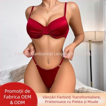 Exclusiv transfrontalier pentru Europa și Statele Unite, lenjerie intimă sexy, uniformă roșie, bretele, sutien sexy, sutien pur, sutien pentru femei, anti-lăsare