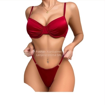 Exclusiv transfrontalier pentru Europa și Statele Unite, lenjerie intimă sexy, uniformă roșie, bretele, sutien sexy, sutien pur, sutien pentru femei, anti-lăsare