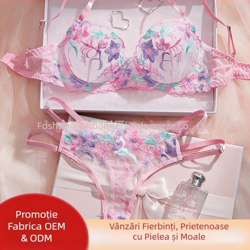 Producător en-gros transfrontalier european și american lenjerie sexy uniformă Pure Lust Temptation dantelă anti-lăsare sutien push-up pentru femei