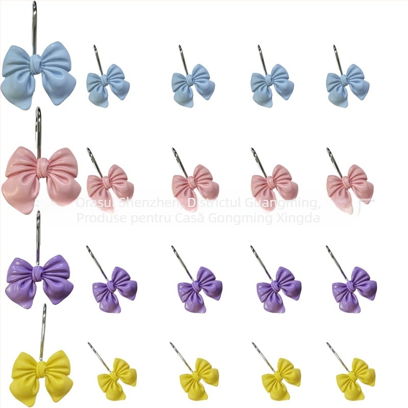 Cârlig decorativ pentru perdea de duș cu fundă din rășină, elegant și rafinat, de la Amazon, Temu Xiyin, vânzare fierbinte, la nivel transfrontalier