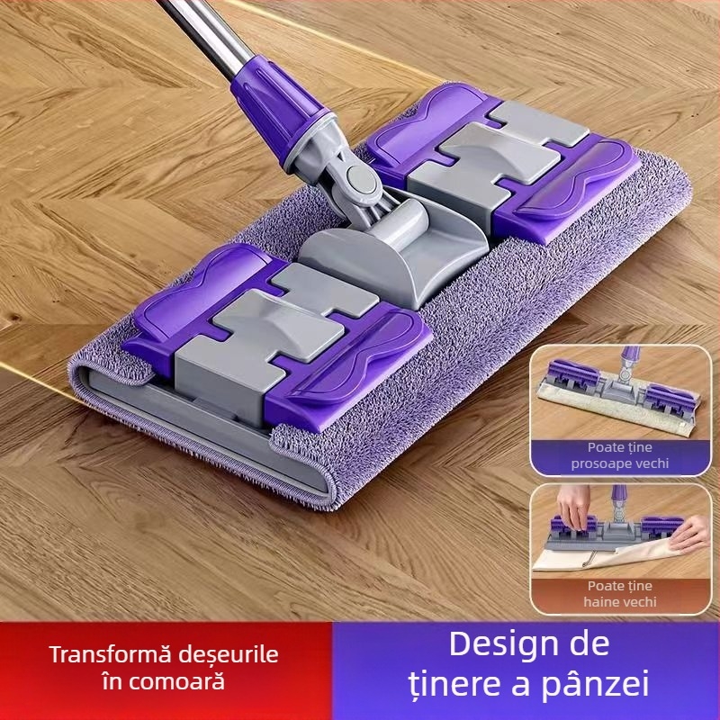 Mop plat de uz casnic leneș înlocuibil mop uscat și umed dublă utilizare un mop curățător hand-free plat mop