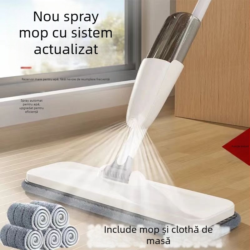 Mop cu pulverizare cu apă, umed și uscat, pentru uz casnic, cu pulverizare cu apă, capacitate mare, lavabil manual, mop plat, leneș