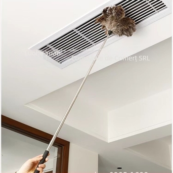 Retractabil lung struț pene Duster uz casnic din oțel inoxidabil cu mâner lung tavan praf măturat Duster Factory Outlet