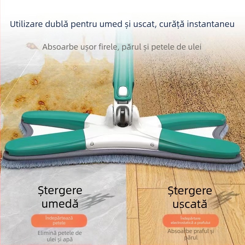 Mop fluture în formă de X, mop leneș pentru spălarea mâinilor, mop uscat și umed, mop cu dublă utilizare, mop de uz casnic nou