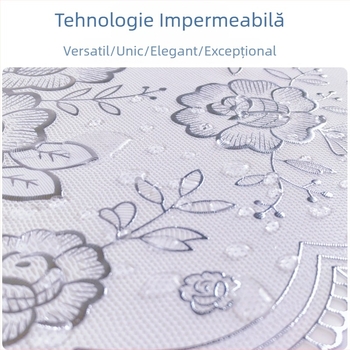 Față de masă dreptunghiulară din PVC, fără spălare, impermeabilă, rezistentă la ulei, anti-opărire, pentru sufragerie, în stil european, clasic, argintiu fierbinte