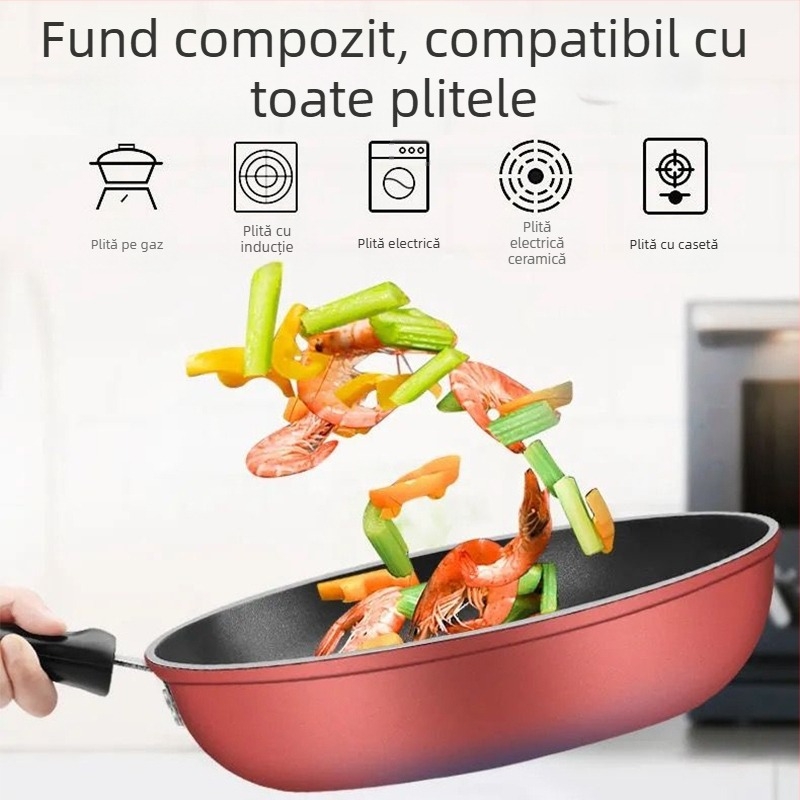 Tigaie antiaderentă, tigaie de uz casnic pentru omletă, clătite, friptură, tigaie antiaderentă pe gaz, aragaz cu inducție