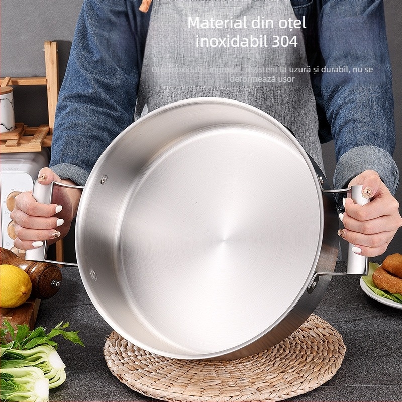 Oală germană din oțel inoxidabil 304 cu cinci straturi, oală pentru supă transparentă cu două urechi, oală pentru supă shabu-shabu, oală comercială cu două urechi, bazin pentru supă