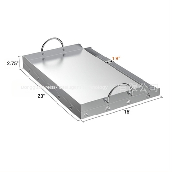 Tigaie de gătit din oțel inoxidabil, placă plată cu mâner pentru grăsime, pentru grătar pe gaz și cărbune