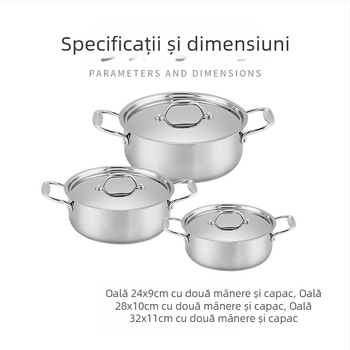 Set de 6 oale pentru supă din oțel inoxidabil, set de ustensile de bucătărie pentru export, oală pentru supă, combinație de oale pentru lapte cu gaz binaural transfrontalier