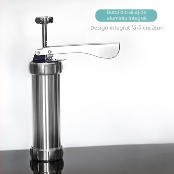 Pistol de copt pentru biscuiți, instrumente de decorare din aliaj de aluminiu, 20 de bucăți de pungă de stoarcere pentru fasole solubilă, set de copt