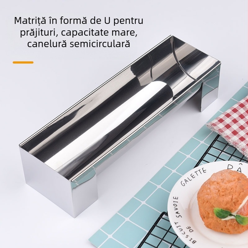 Instrument de copt în formă de U, matriță pentru tort, instrument de sandwich pentru pâine lungă, matriță pentru tort antiaderentă din oțel inoxidabil de uz casnic