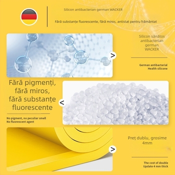 Placă de tăiere pentru aluat, de uz casnic, pentru copt, de calitate alimentară, și placă de frământare din silicon, cu artefacte de aluat, îngroșată