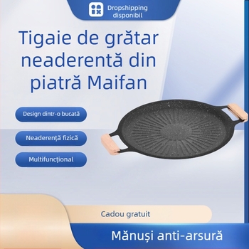 Placă de grătar în stil coreean, pentru camping în aer liber, acasă, antiaderentă, pentru picnic, grătar, petrecere, grătar, piatră Maifan