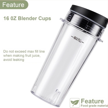 Set de 5 accesorii pentru mixer Ninja, 473 ml, potrivit pentru Bl660, Bl663, Bl665Q, Bl740, Bl770