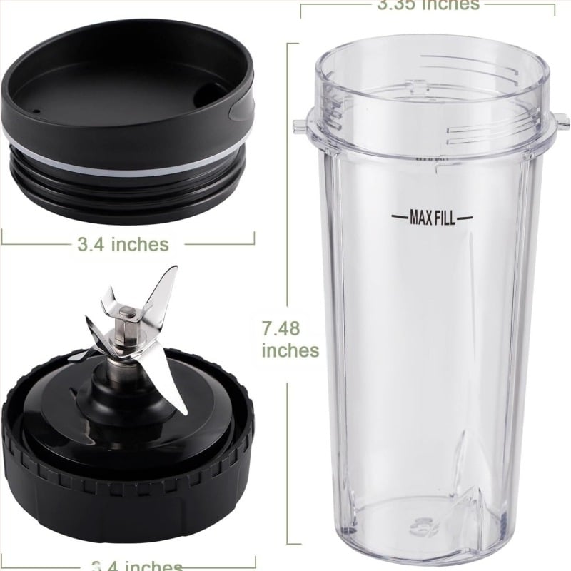 Set de 5 accesorii pentru mixer Ninja, 473 ml, potrivit pentru Bl660, Bl663, Bl665Q, Bl740, Bl770