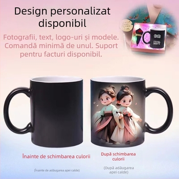 Cană de cafea ceramică termocromică cu apă, sublimare, ceașcă magică, imprimată cu logo-ul cu fotografie, transfer termic