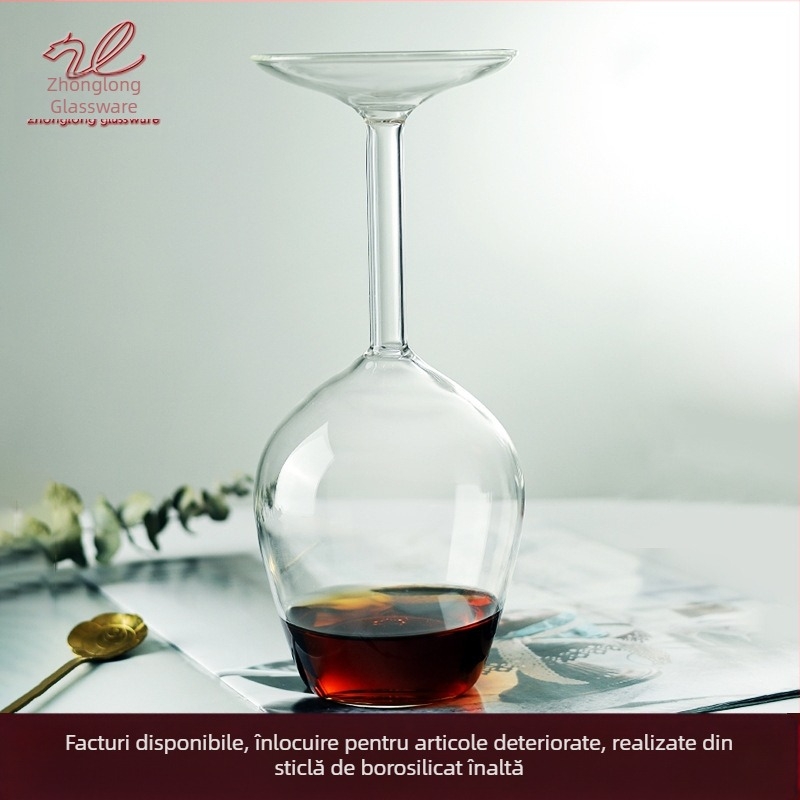 Sticlă borosilicată transparentă, pahar de vin, uz casnic, creativ, simplu, în formă de pahar inversat, pahar de vin inversat