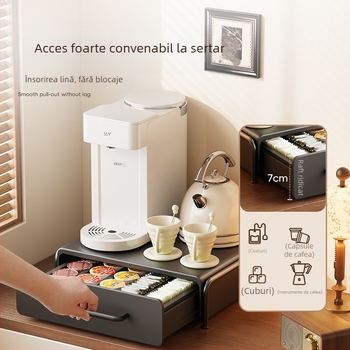 Rack de depozitare pentru mașini de cafea pe desktop, capsule de cafea, bară de apă, pliculeț de ceai DIY, raft de depozitare pentru ceașcă
