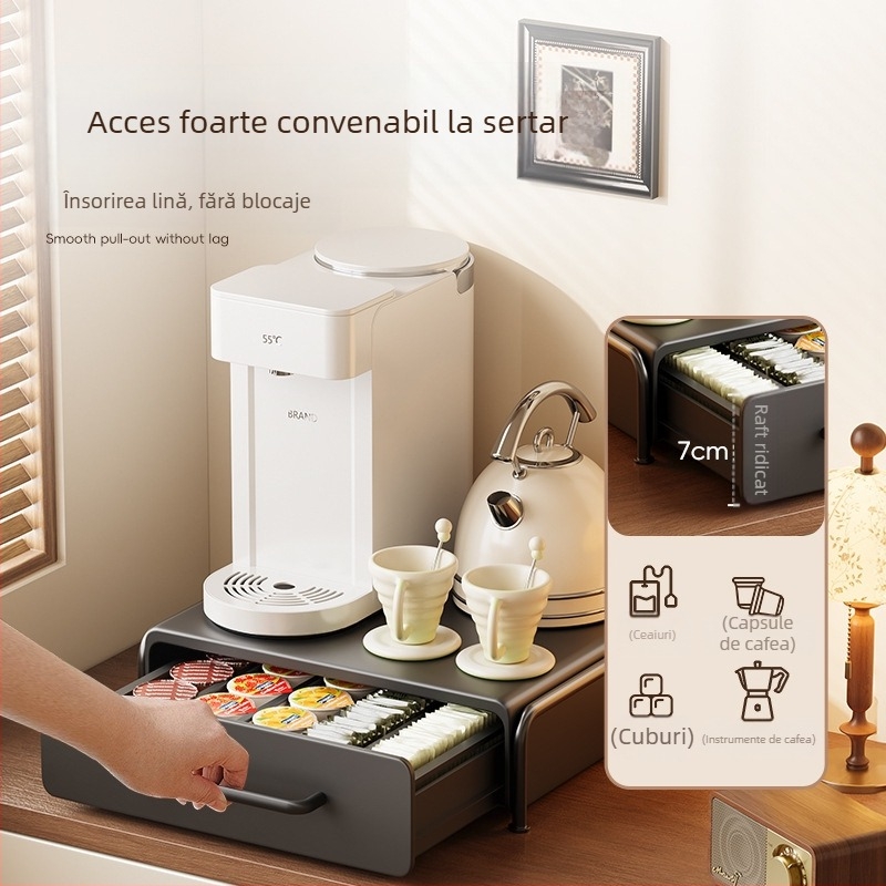 Rack de depozitare pentru mașini de cafea pe desktop, capsule de cafea, bară de apă, pliculeț de ceai DIY, raft de depozitare pentru ceașcă