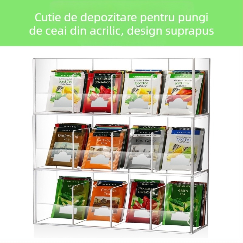 Raft de depozitare a pliculețelor de ceai acrilice transfrontaliere, detașabil, pentru stivuire, capsule de cafea, sac de zahăr, raft de depozitare pentru bar
