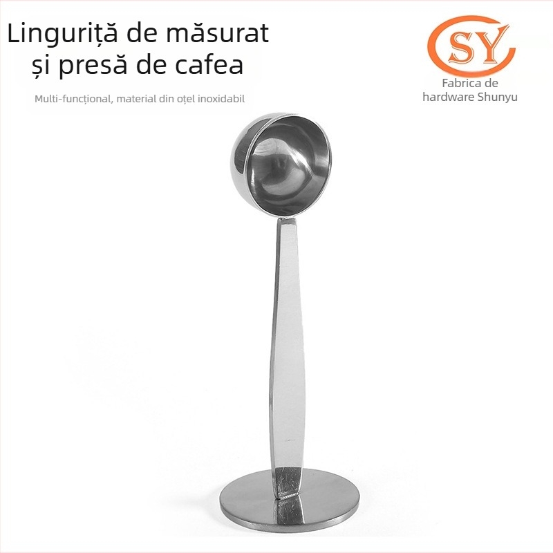 Lingură de măsurare personalizată din oțel inoxidabil 304, lingură de cafea cu pulbere presată, lingură cu dublă utilizare, lingură de pulbere presată, lingură verticală, cafea două în unu