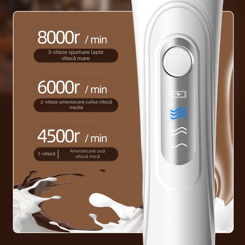 Spumator de lapte, spumator de cafea, spumator de lapte electric de uz casnic, agitator de lapte, bătător de ou portabil, spumator de lapte, spumator de lapte