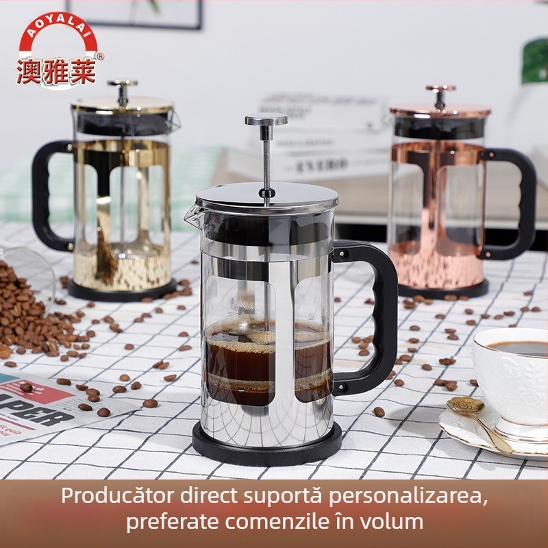 Cafetieră manuală, filtru de cafea de uz casnic, set de ceai, filtru de cafea, oală de presă franceză, en-gros