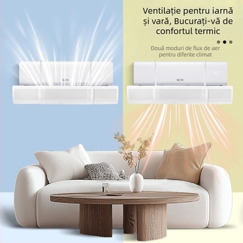 Deflector de vânt pentru aer condiționat pentru a preveni suflarea directă, scut pentru evacuarea aerului, capac de ghidare a vântului postpartum, montare pe perete universală, nu necesită instalare