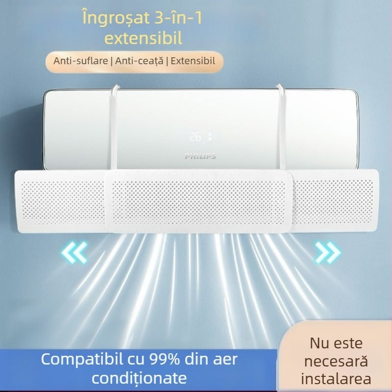 Deflector de vânt pentru aer condiționat pentru a preveni suflarea directă, scut pentru evacuarea aerului, capac de ghidare a vântului postpartum, montare pe perete universală, nu necesită instalare