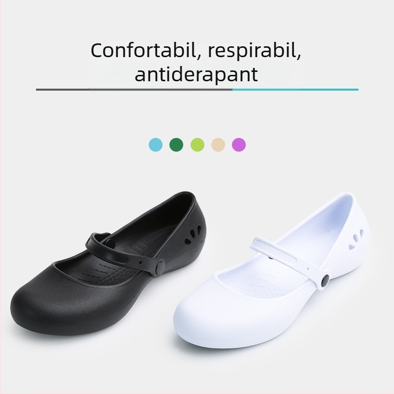 Pantofi de asistentă medicală eleganți de vară, cu cap rotund, joase, confortabili, tip platină, sandale pentru mame, în stoc 112