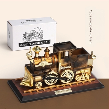 Cutie muzicală retro nostalgică cu locomotivă, ornamente decorative creative, recuzită pentru fotografie acasă, model, cadouri de vacanță